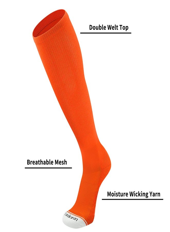 Londkaron Youth Performance Baseball & Softball Socks (3 Pairs) over the Calf (Large, Orange/White) - Image 2